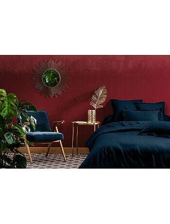 Sábana bajera satén de algodón azul marino