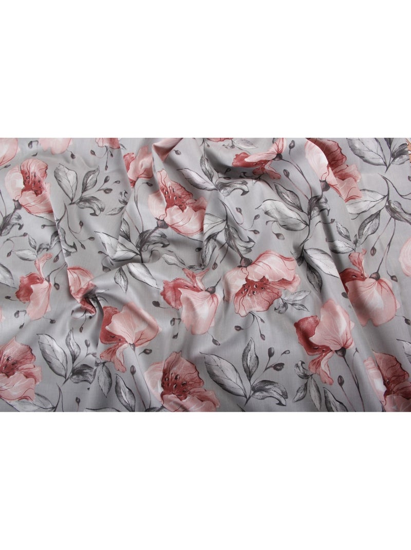 Sábana bajera satén de algodón "Floral" Gris - Kiabi