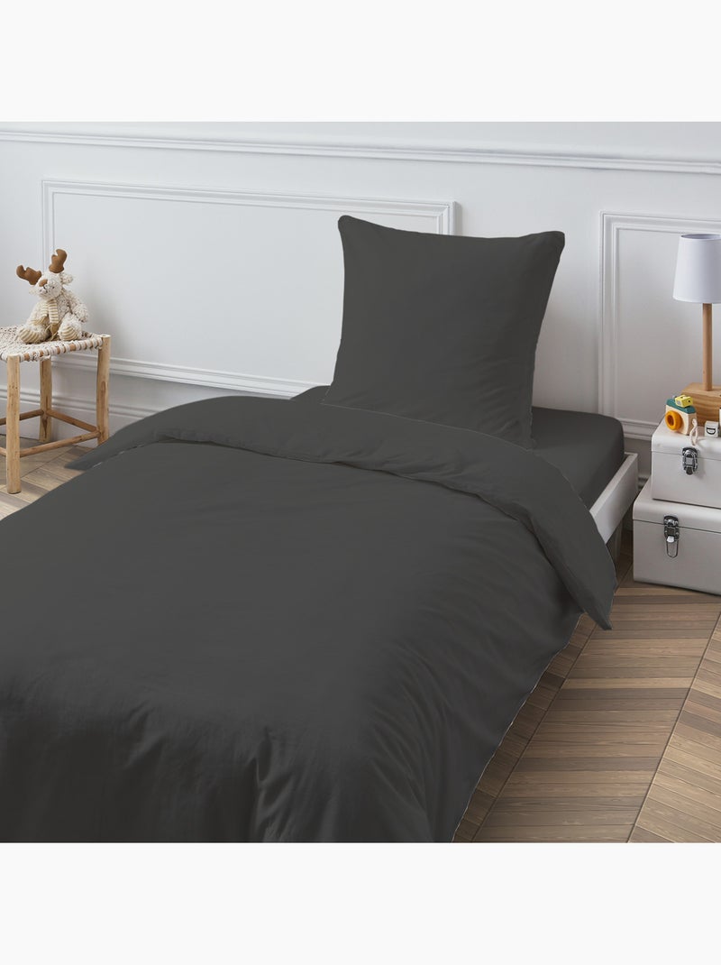 Sábana encajable 100% algodón 57 hilos Gris 90 x 200 cm – Future Home Gris oscuro - Kiabi