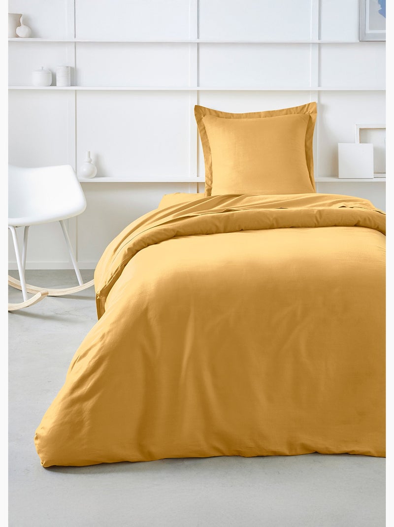 Sábana encimera de algodón liso - Afibel Gris Blanco Ocre - Kiabi