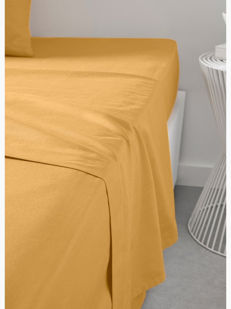 Sábana encimera de algodón liso - Afibel Gris Blanco Ocre - Kiabi