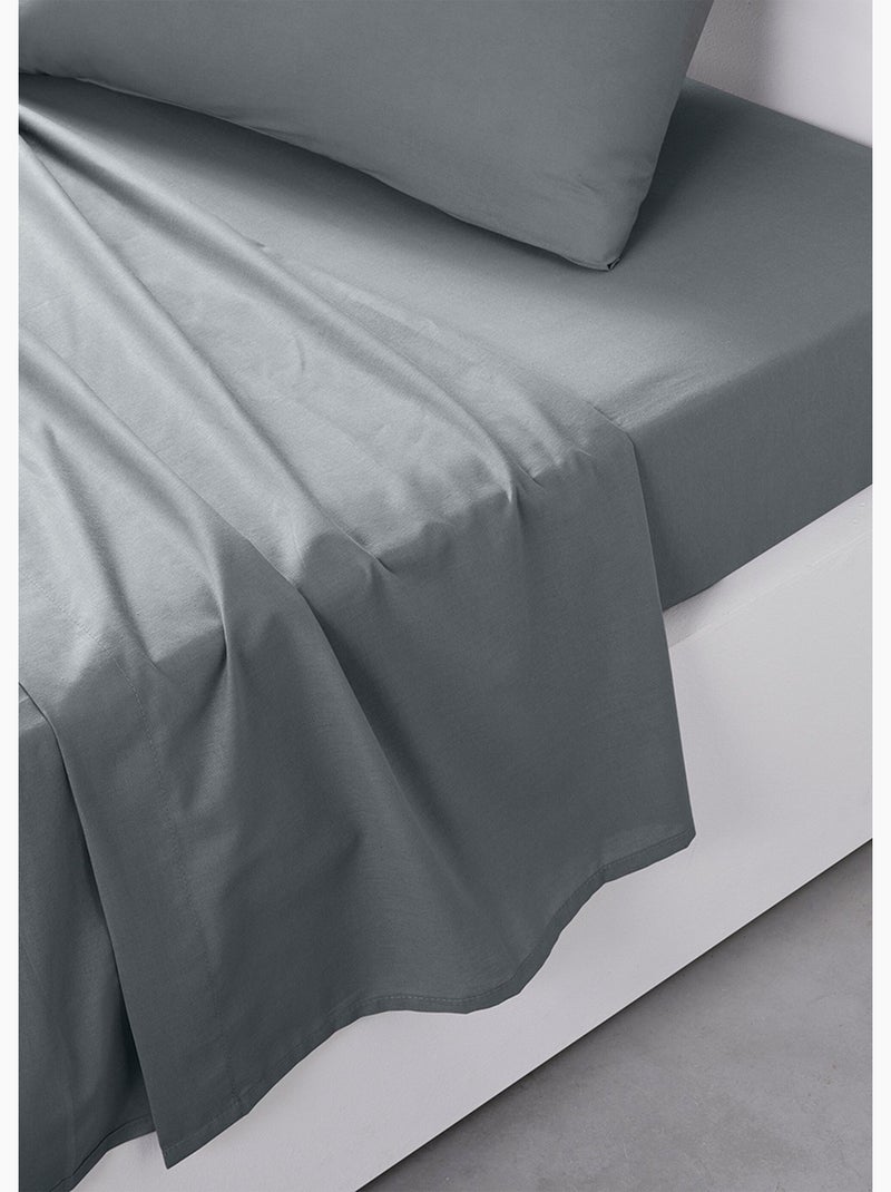 Sábana encimera de algodón liso - Afibel Gris metálico - Kiabi