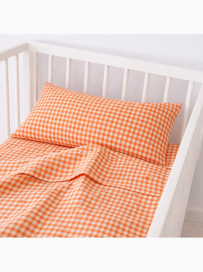 Sábana Encimera  de algodón orgánico vichy Naranja - Kiabi