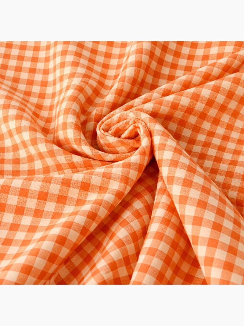 Sábana Encimera  de algodón orgánico vichy Naranja - Kiabi