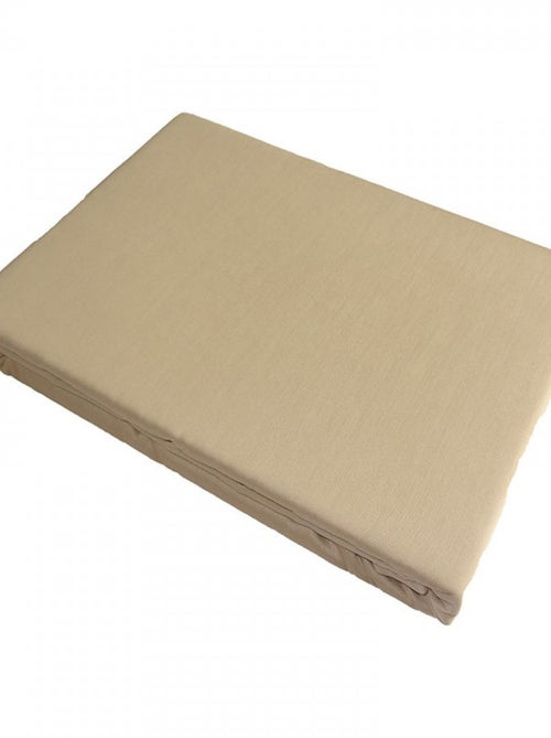 Sábana encimera satén de algodón beige - Kiabi
