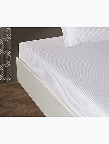 Sábana encimera satén de algodón rayas 94 hilos/cm² blanco