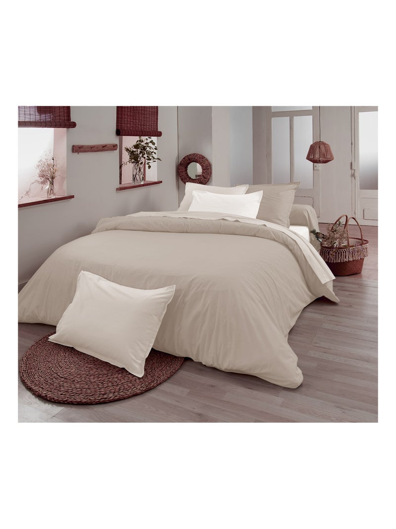 Sábana plana de algodón 100% orgánico Beige oscuro - Kiabi