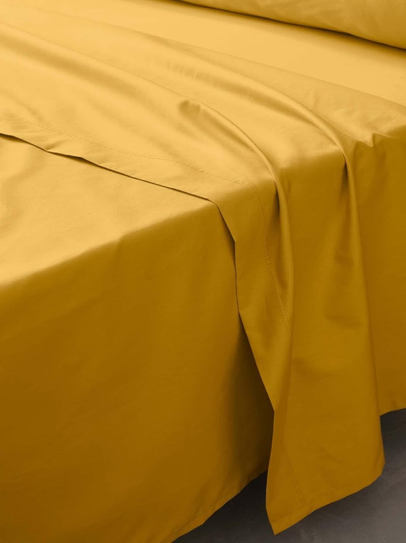 Sábana plana de Algodón Percal LIA PROMO LINGE Amarillo - Kiabi