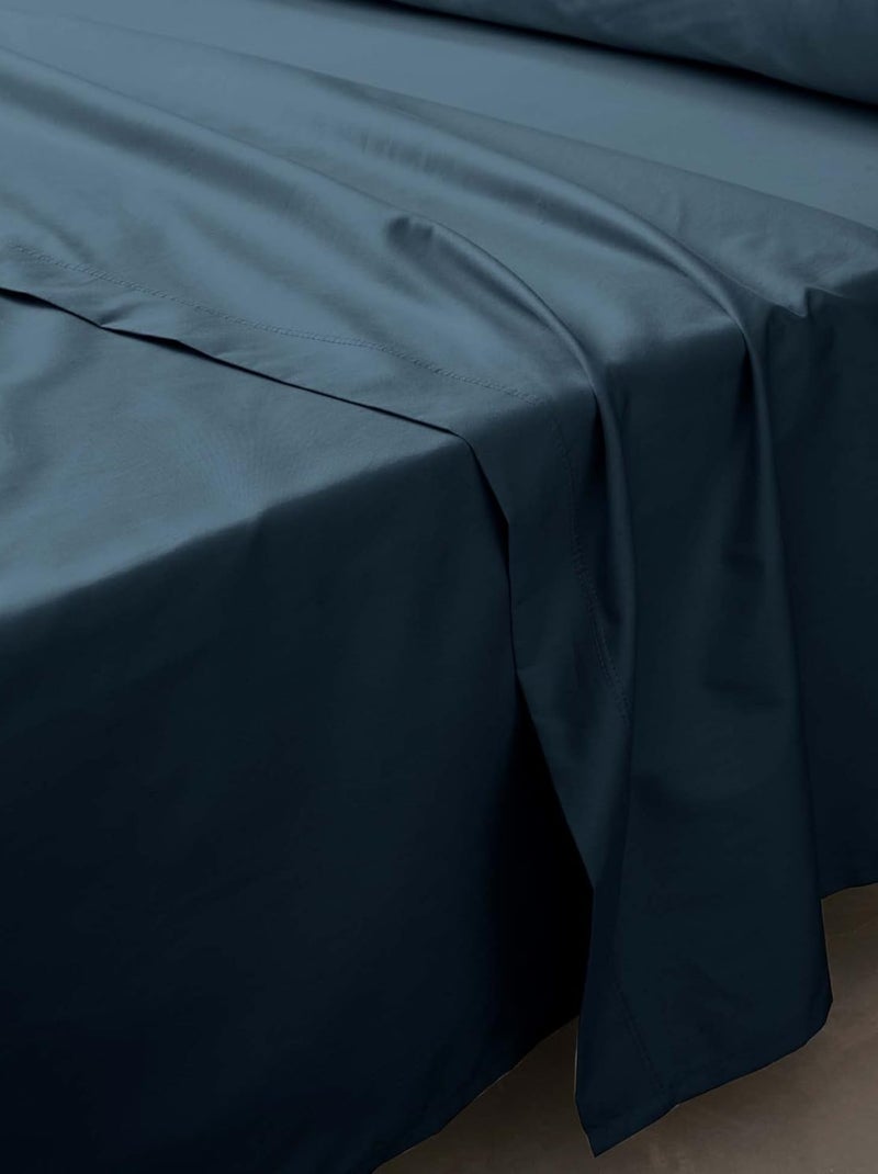 Sábana plana de Algodón Percal LIA PROMO LINGE Azul - Kiabi