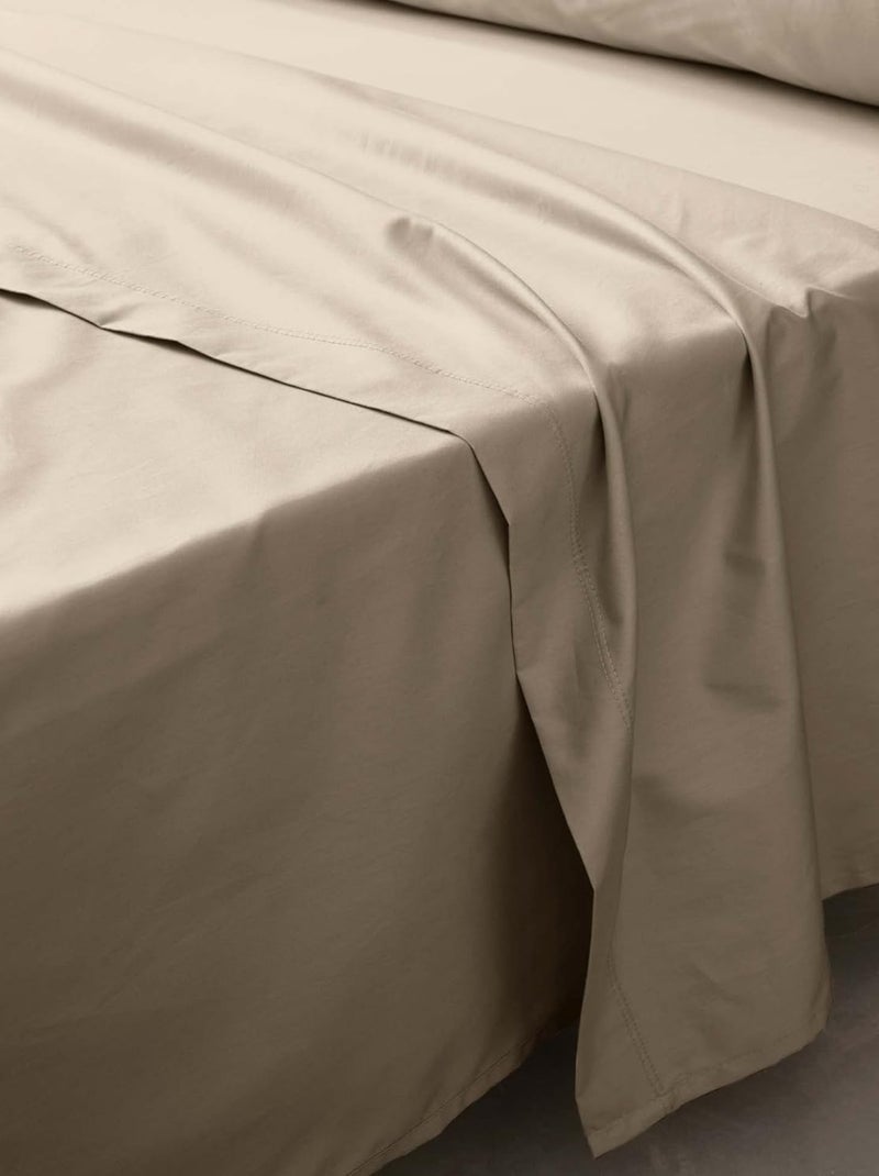 Sábana plana de Algodón Percal LIA PROMO LINGE Beige - Kiabi