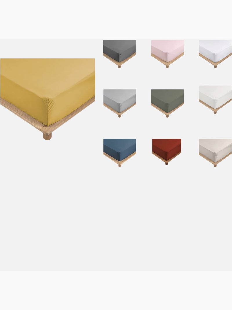 Sábanas con funda de Algodón Percal LIA PROMO LINGE Amarillo - Kiabi