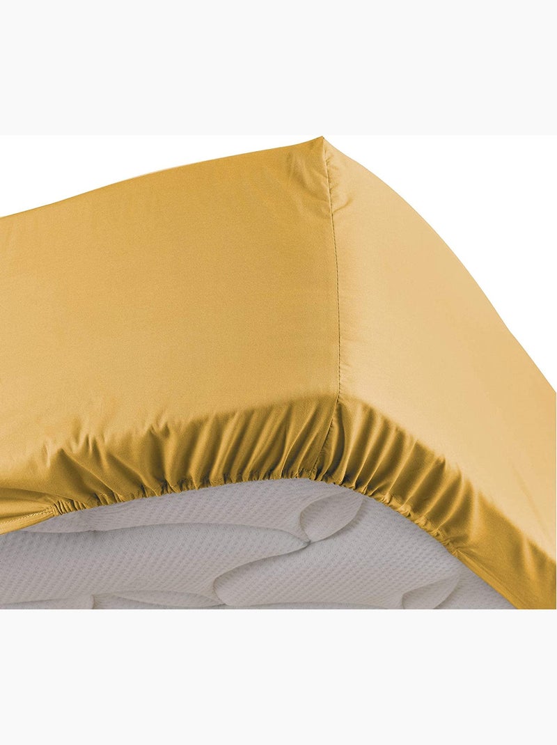 Sábanas con funda de Algodón Percal LIA PROMO LINGE Amarillo - Kiabi