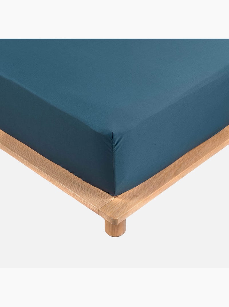 Sábanas con funda de Algodón Percal LIA PROMO LINGE Azul - Kiabi