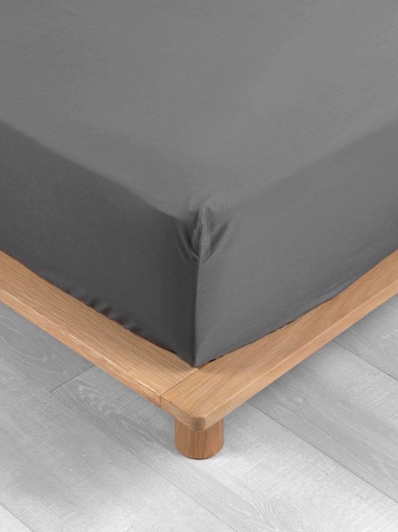 Sábanas con funda de Algodón Percal LIA PROMO LINGE Gris antracita - Kiabi