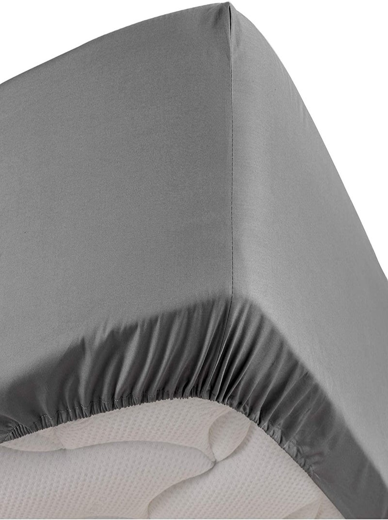 Sábanas con funda de Algodón Percal LIA PROMO LINGE Gris antracita - Kiabi