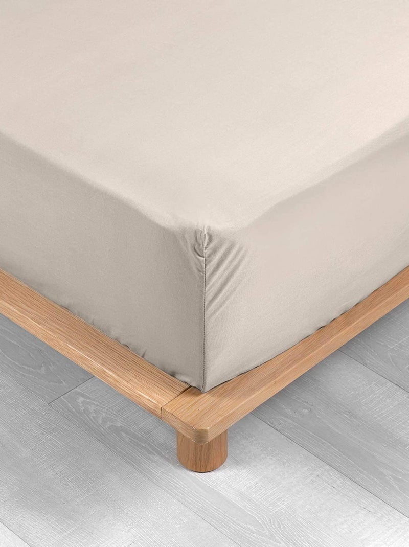 Sábanas con funda de Algodón Percal LIA PROMO LINGE Marrón glaseado - Kiabi