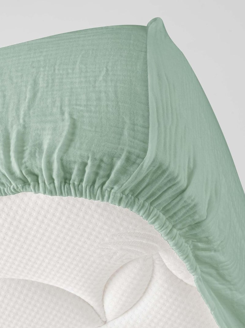 Sábanas con funda de Gasa de Algodón Alia PROMO LINGE Verde salvia - Kiabi