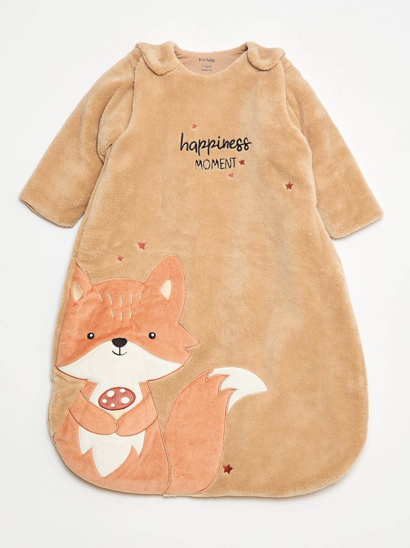 Saco de dormir cálido con mangas extraíbles con botones de presión TOG 3 Beige - Kiabi