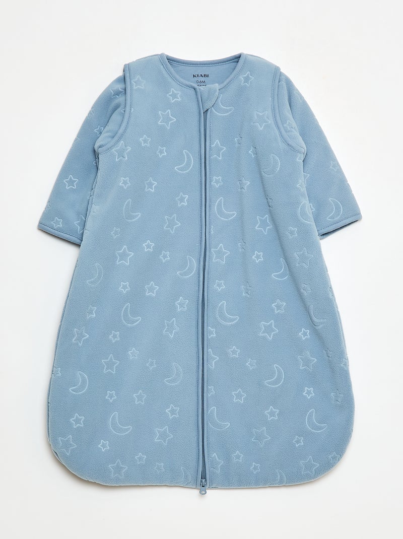 Saco de dormir cálido de forro polar con mangas extraíbles con botones a presión Azul - Kiabi