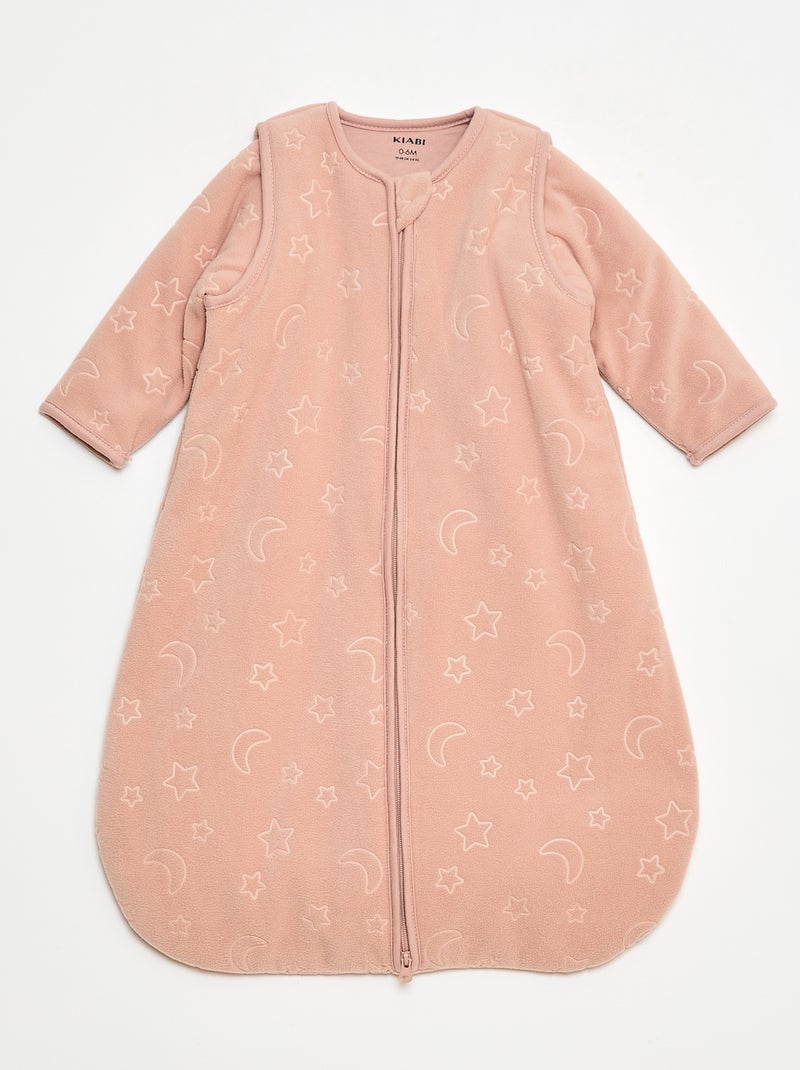Saco de dormir cálido de forro polar con mangas extraíbles con botones a presión Rosa - Kiabi
