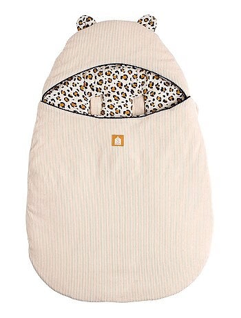 Saco de dormir con 5 cierres en terciopelo de pana e interior en gasa de - SAUTHON