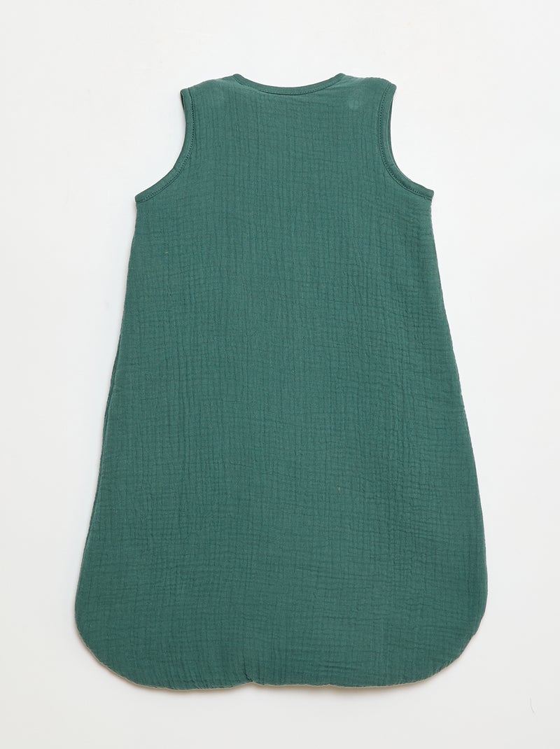 Saco de dormir de doble gasa de algodón sin mangas TOG 2 Verde - Kiabi