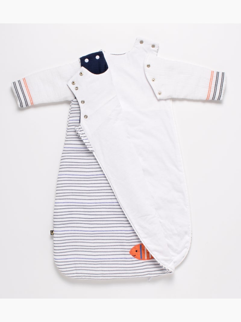 Saco de dormir de invierno para bebé con mangas extraíbles - SAUTHON Blanco Azul - Kiabi
