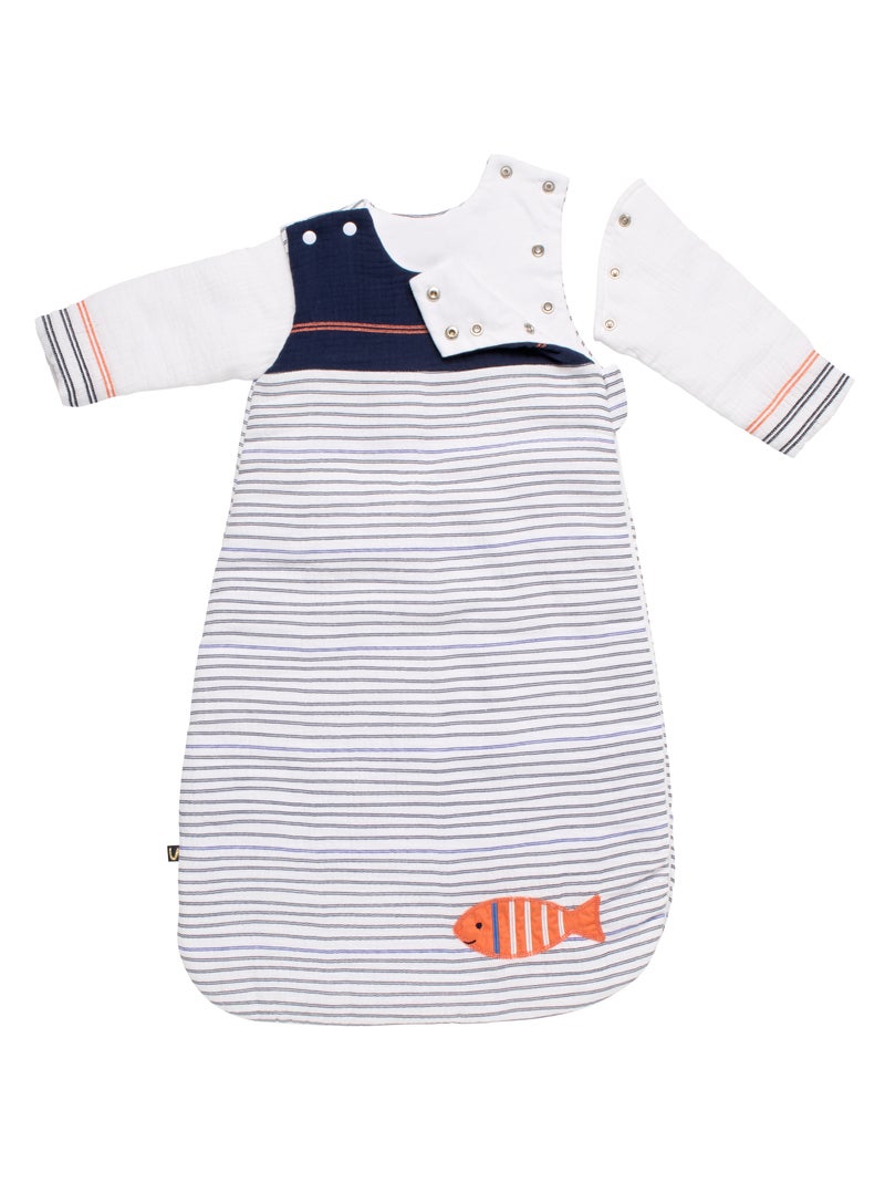 Saco de dormir de invierno para bebé con mangas extraíbles - SAUTHON Blanco Azul - Kiabi