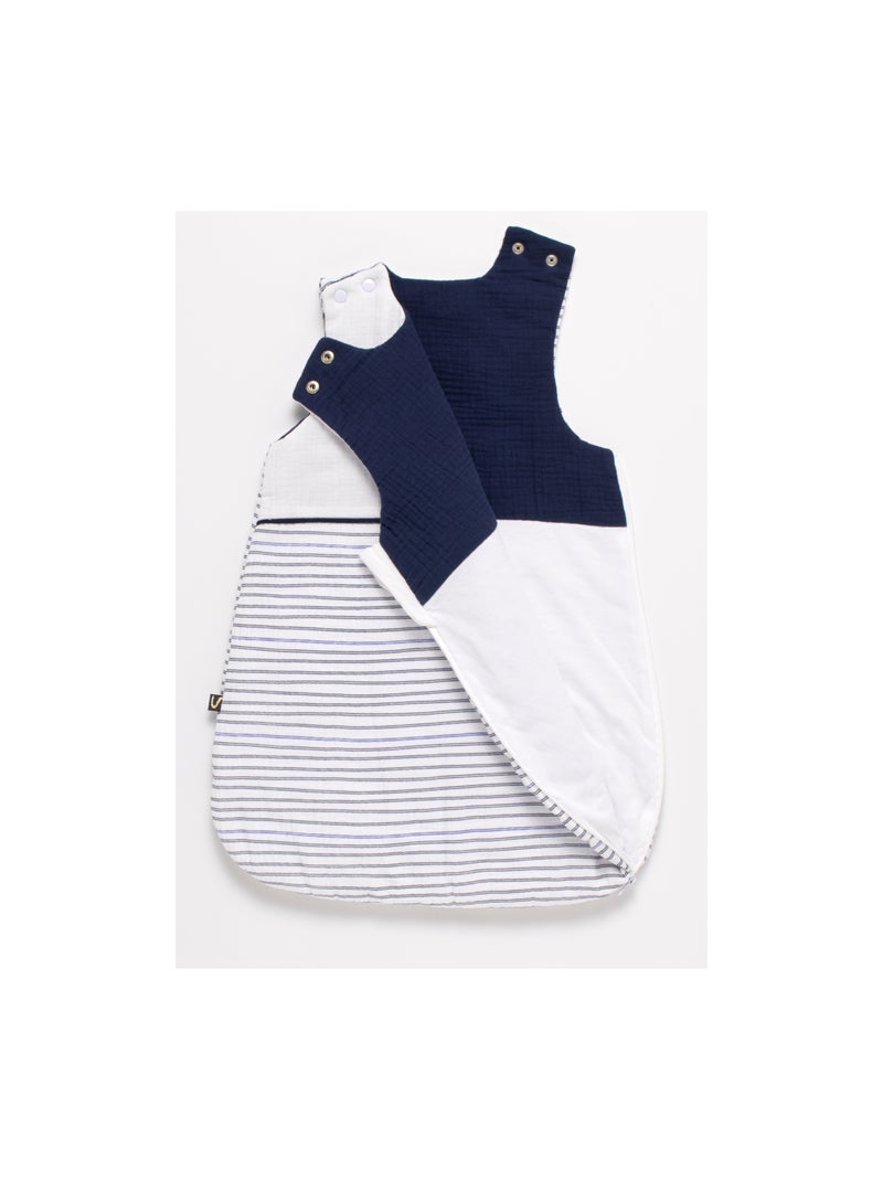 Saco de dormir de invierno para bebé de doble gasa de algodón - SAUTHON Blanco Azul - Kiabi