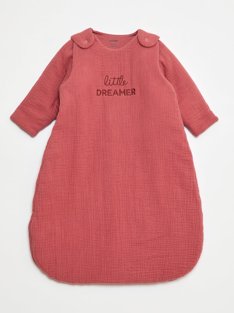 Saco de dormir de muselina de algodón con mangas extraíbles Rosa - Kiabi