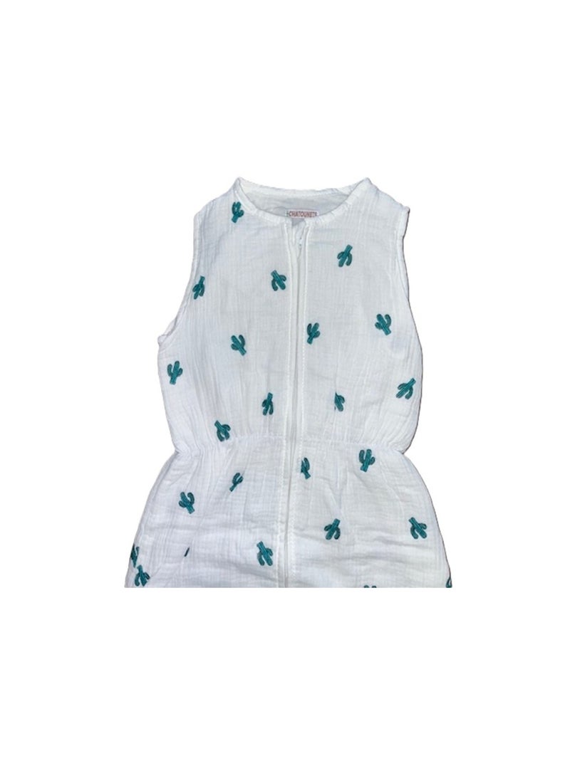 Saco de dormir de muselina ligero "CACTUS" LES CHATOUNETS Blanco Verde - Kiabi