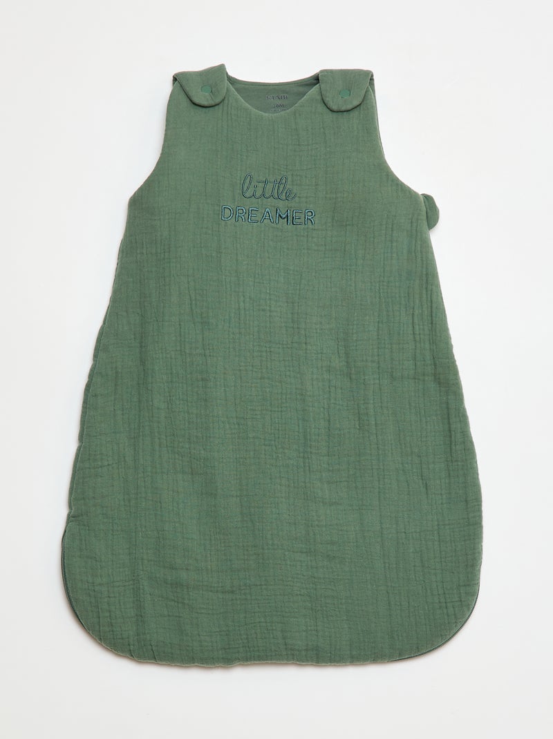 Saco de dormir para bebé de gasa de algodón con mangas desmontables TOG 2,5 Verde - Kiabi