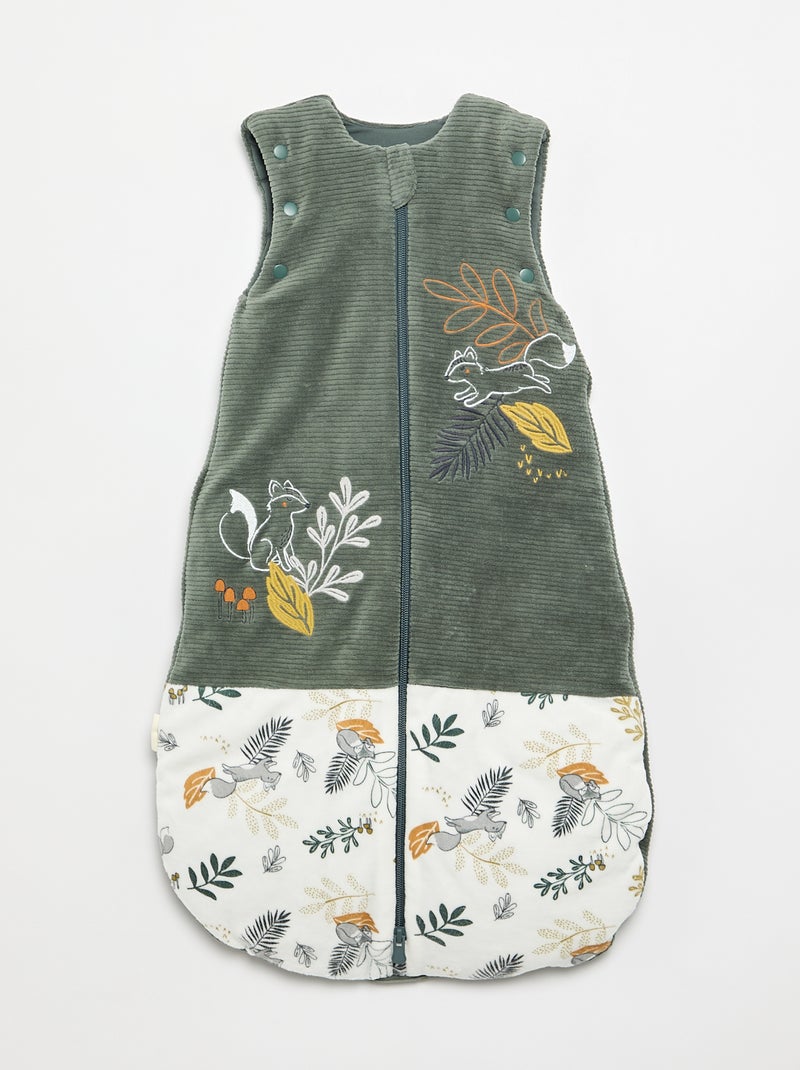 Saco de dormir 'Petit Béguin' de terciopelo con mangas extraíbles Verde - Kiabi