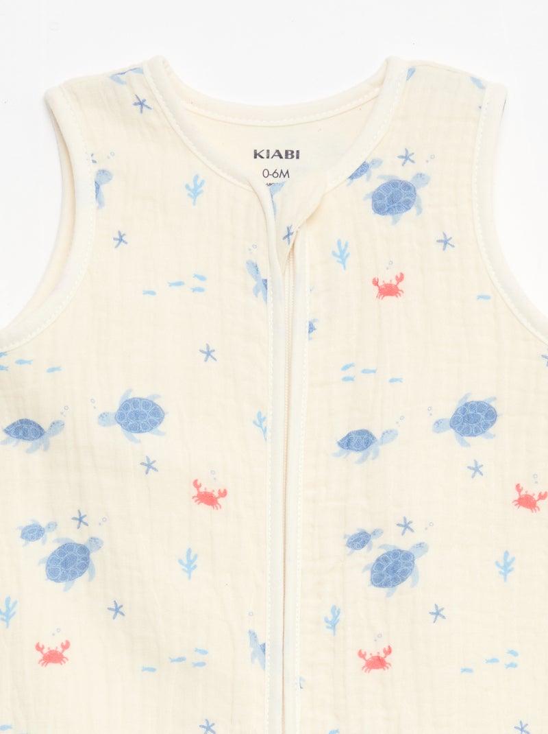 Saco de dormir sin mangas animado en gasa de algodón TOG 1 Beige - Kiabi
