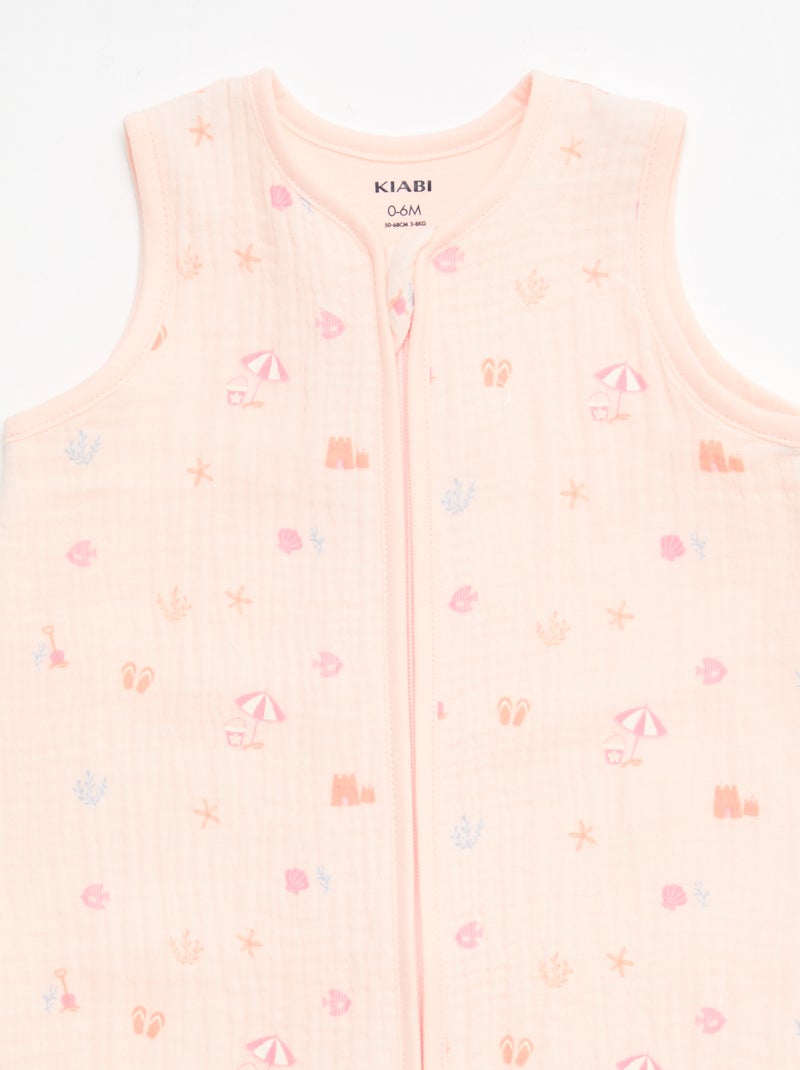 Saco de dormir sin mangas animado en gasa de algodón TOG 1 Rosa - Kiabi