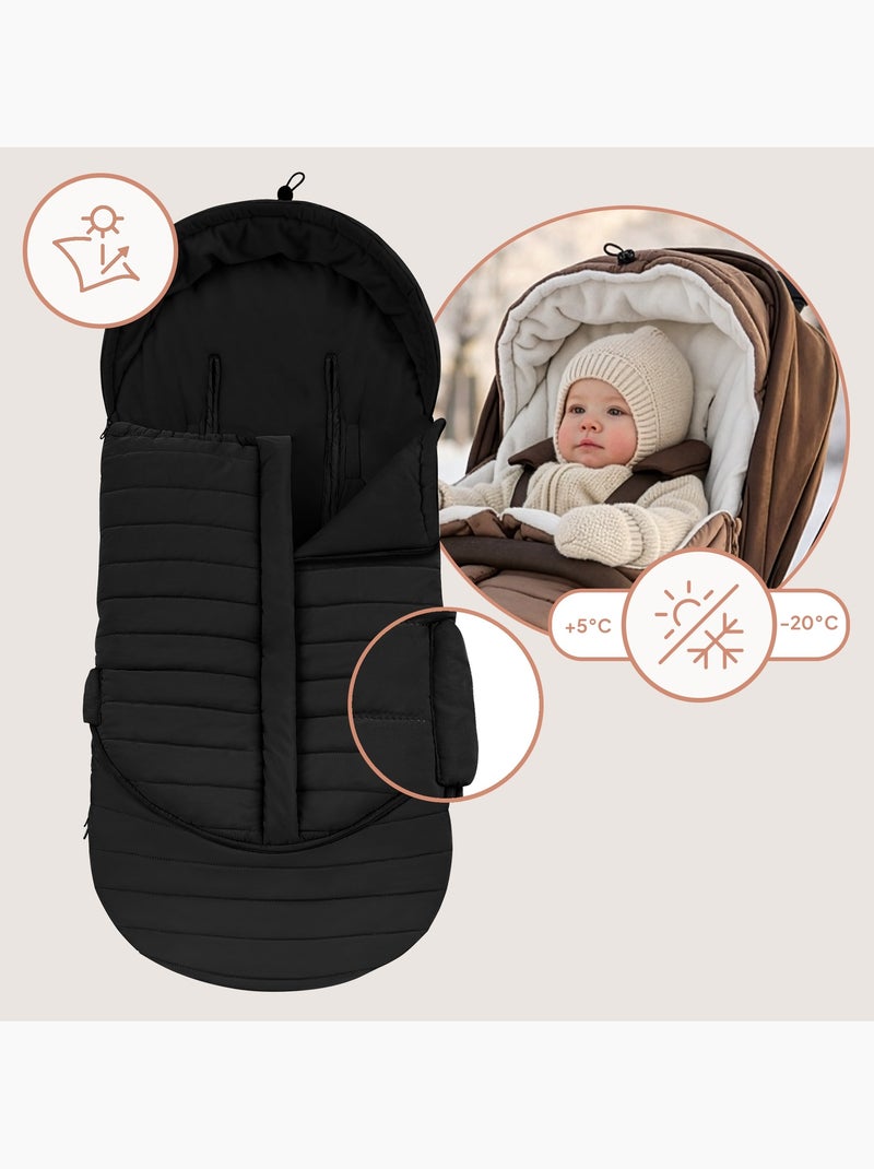 Saco para cochecito LIONELO Oli - Universal - Impermeable - +5 a -20 °C - Filtro UV Negro - Kiabi