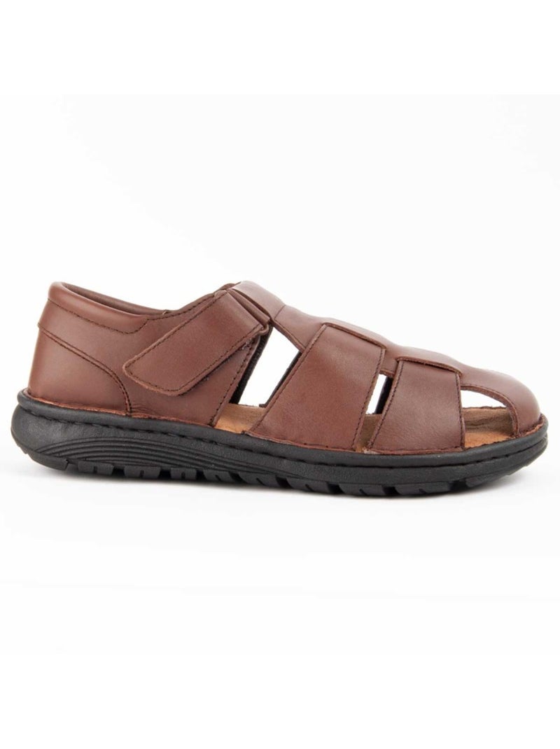 Sandalia Casual Cuero Purapiel Marrón - Kiabi