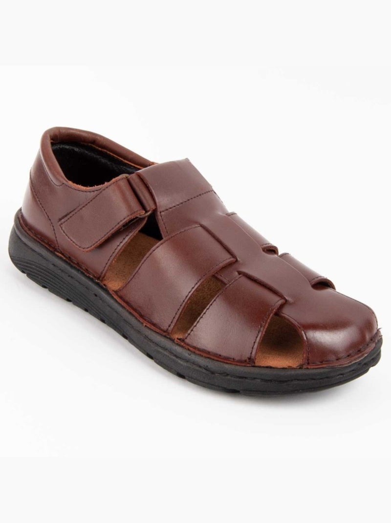 Sandalia Casual Cuero Purapiel Marrón - Kiabi