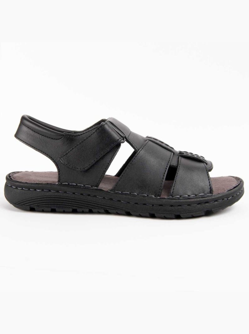 Sandalia Casual Cuero Purapiel Negro - Kiabi