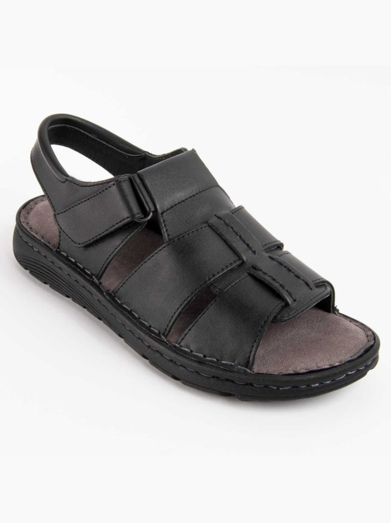 Sandalia Casual Cuero Purapiel Negro - Kiabi