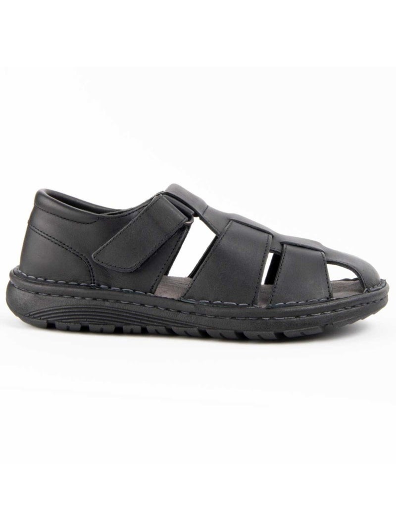 Sandalia Casual Cuero Purapiel Negro - Kiabi