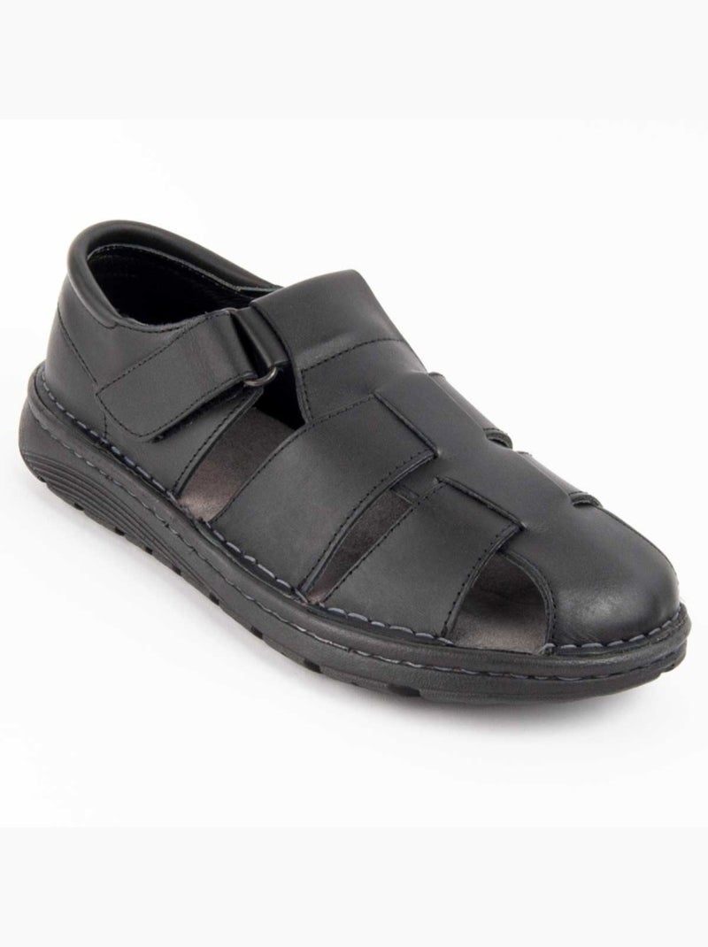 Sandalia Casual Cuero Purapiel Negro - Kiabi