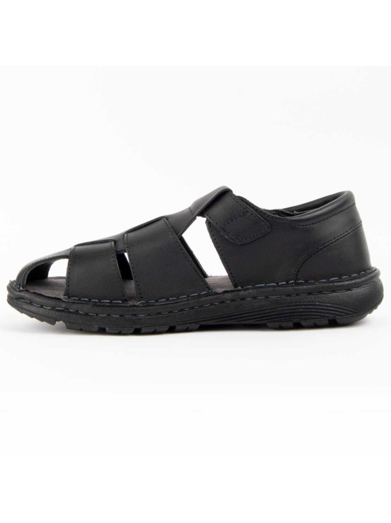 Sandalia Casual Cuero Purapiel Negro - Kiabi