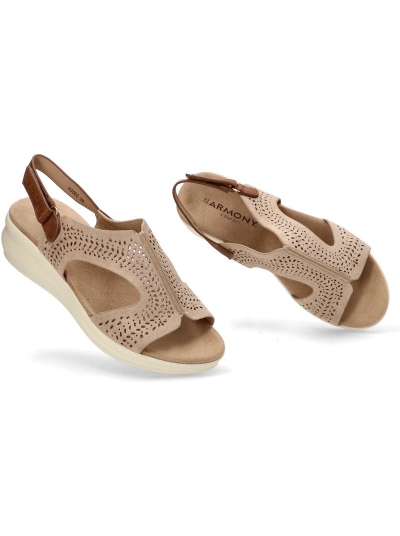 Sandalia Cómodas Mujer Cuña Media - Armony Beige - Kiabi