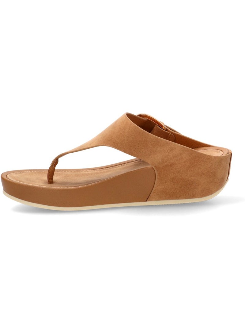 Sandalia Cómodas Mujer Cuña Media - Armony Camel - Kiabi