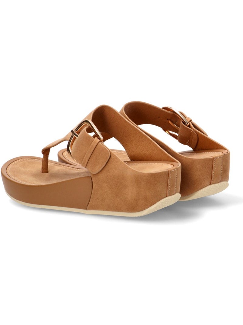 Sandalia Cómodas Mujer Cuña Media - Armony Camel - Kiabi