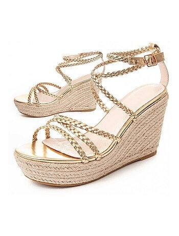 Sandalia Con Cuña De Esparto Para Mujer. Montevita Wesparto