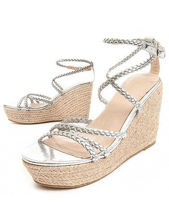 Sandalia Con Cuña De Esparto Para Mujer. Montevita Wesparto