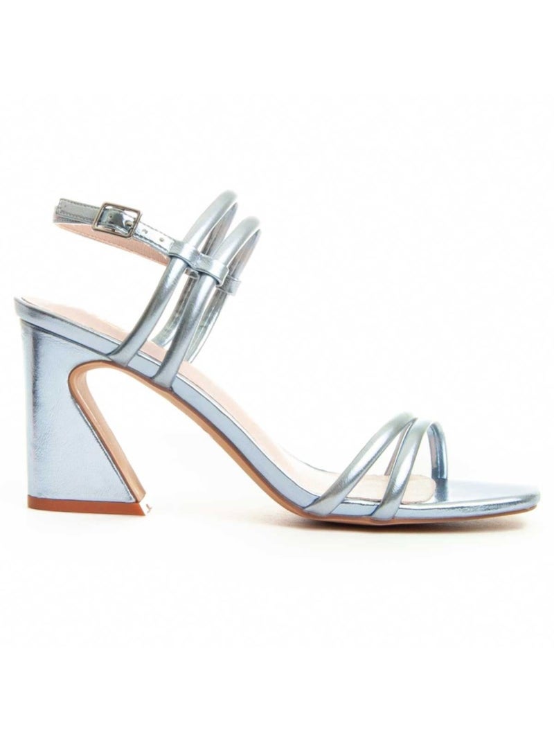 Sandalia Con Tacón Para Mujer.  Montevita  Sanndal Plata - Kiabi
