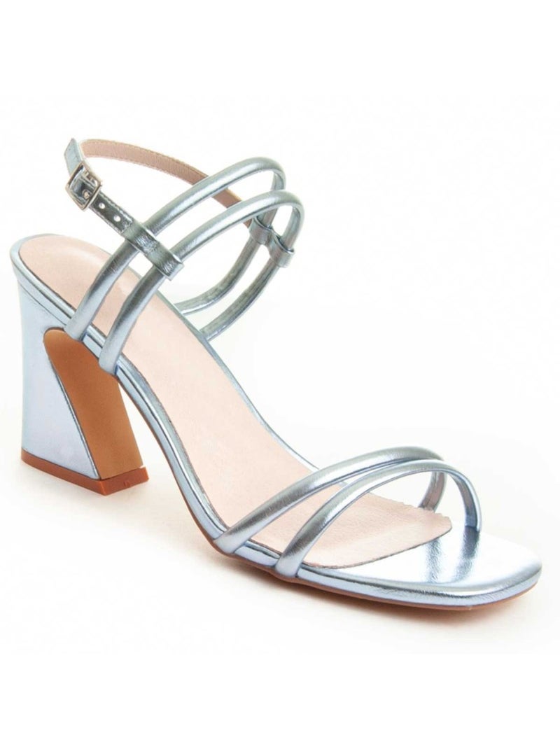 Sandalia Con Tacón Para Mujer.  Montevita  Sanndal Plata - Kiabi